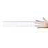 A transparent 30cm ruler held in a hand, featuring measurements in centimeters and inches.
