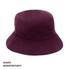 A maroon and navy bucket hat with a branding logo, featuring a wide brim and a classic design.