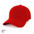 A red heavy brushed cotton cap with a curved brim and a logo on the front.