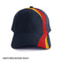 A navy cap with red and Aussie gold accents, featuring a logo on the front.