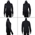 A black jacket with contrasting trim, featuring a zip front and a stand-up collar. Designed for a sleek fit and style.
