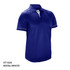 A royal blue polo shirt with white detailing and a logo. Short sleeves and a classic collar design.