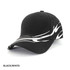 A black cap with a white wave design and a curved brim. Features branding on the side.