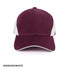 A maroon and white two-layer sandwich cap with a logo on the front.