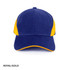 A royal blue and gold cap with a structured design and a logo on the front.