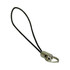 A mini lanyard with a black cord and a silver metal attachment. It includes a logo or branding.