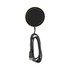 A black magnetic wireless charger with a USB cable. It has a circular design and a sleek appearance.