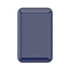 A navy power bank with a sleek design, featuring an integrated magnetic surface and four indicator lights.