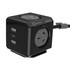 A black cube-shaped power adapter with two USB ports and two Australian sockets. It features a cable for connectivity.
