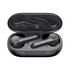 Active noise cancelling TWS earbuds in a black charging case, featuring a sleek design and a compact shape.