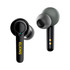 Active noise cancelling TWS earbuds in black and green, featuring a logo and sleek design.