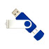 A blue and white Mix N Match Type-C Flash Drive with a swivel cap and a USB connector. It features a logo.