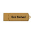 A gold eco-friendly swivel flash drive with a branding logo, featuring a smooth and sleek design.