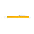 A yellow aluminium pen with a chrome clip, featuring a sleek design and a silver tip.