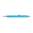 A turquoise aluminium pen with a silver clip and a sleek design. It features branding on the barrel.