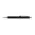 A sleek black aluminium pen with a silver clip and tip, featuring a simple design and a branding logo.