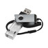 A crystal swivel flash drive with a metallic clip and a black strap, featuring clear and silver elements.