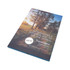 A rectangular brochure with a nature scene on the cover and a blue spine. It features a logo and promotional text.
