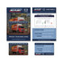 A promotional product featuring an RFID card shield in a blue and white design, alongside a red truck image.