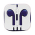 Razor Cabled Earphones in navy blue, packaged neatly in a white case, featuring a control button.