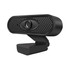A black webcam with a textured surface and an adjustable mount for easy positioning.