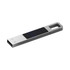 A sleek silver LED flash drive with a rectangular design and a built-in loop for easy attachment.