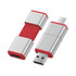 A red and silver Harris Type-C flash drive with a retractable design and a logo on the casing.