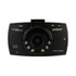 A black dash cam with a circular lens and multiple LED lights, featuring a logo and various input options.
