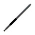 A silver stylus pen with a black grip, featuring a smooth, rounded tip and a logo.
