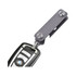 A grey Keyper Case with a keyring attachment, featuring a measuring scale and a sleek design for holding keys.