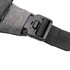 A grey fabric strap featuring a secure buckle and adjustable black webbing. The image displays part of a sling bag.