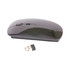 A black wireless mouse with a USB receiver beside it, featuring a smooth, contoured design.