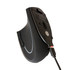An ergonomic wireless mouse in black with a smooth surface and a side profile showcasing its design.