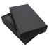 A black two-part gift box with a removable lid and foam interior, designed for packaging items.