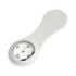 A white nurse watch with a round face and silver accents. The watch features clear hour markers and a sleek design.