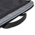 A black laptop case with a grey interior, featuring a zip closure and a carrying handle. It has a logo.