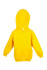 A bright yellow baby fleece hoodie with a front pocket and hood. The hoodie has a simple design and no visible branding.