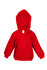 A red fleece baby zip hoodie with a front pocket and a hood, featuring long sleeves.