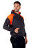 A grey hoodie featuring bright green contrast panels on the shoulders and a hood. Includes a logo.