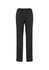 A pair of black women's slacks with an elastic waistband, featuring a smooth, straight-leg design.