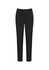 Black women's slacks with a comfortable waistband and tapered leg design. Features a logo on the waistband.