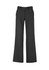Women's comfort wool stretch adjustable waist pants in grey, featuring a wide-leg design. Includes a logo.