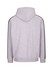 A grey hoodie with unbrushed material and black stripe details on the sleeves, featuring a hood.