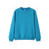 A bright turquoise crew neck jumper with long sleeves and a relaxed fit. It features a branding logo.