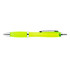 A vibrant yellow transparent pen featuring a sleek design and a silver clip.