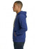 A black men's brushed heavy zip fleece hoodie with a front zip and drawstring hood, featuring a logo.