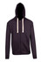 A men's brushed heavy zip fleece hoodie in dark grey with a hood and contrasting drawstrings.