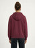 A blue women's/junior heavy zip fleece hoodie with a hood, viewed from the back.