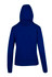 A women's junior heavy zip fleece hoodie in a deep blue colour, featuring a hood and long sleeves.