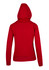 A red women's junior heavy zip fleece hoodie featuring a hood and a fitted design at the back.